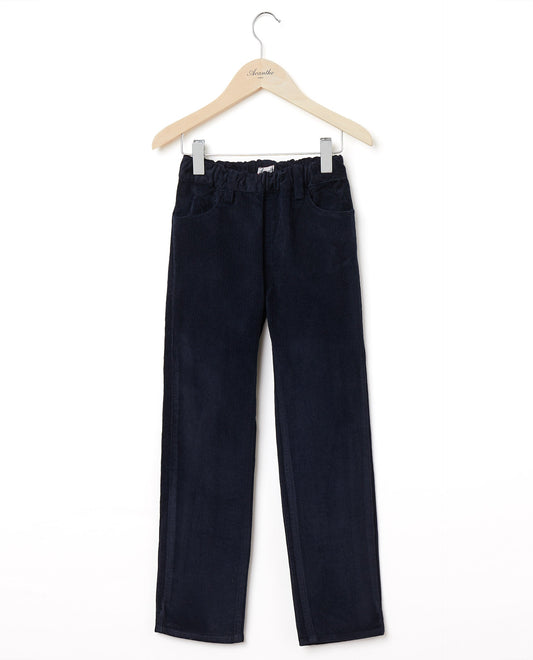 pantalon élastiqué velours Marine