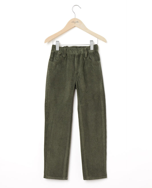 pantalon élastiqué velours Kaki