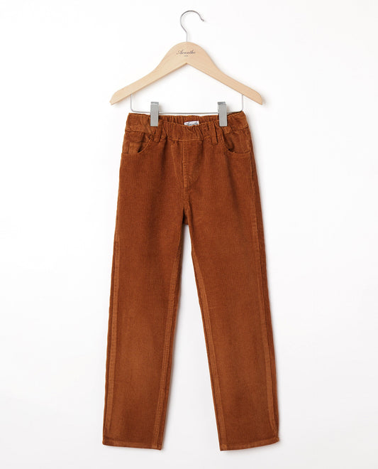 pantalon élastiqué velours caramel