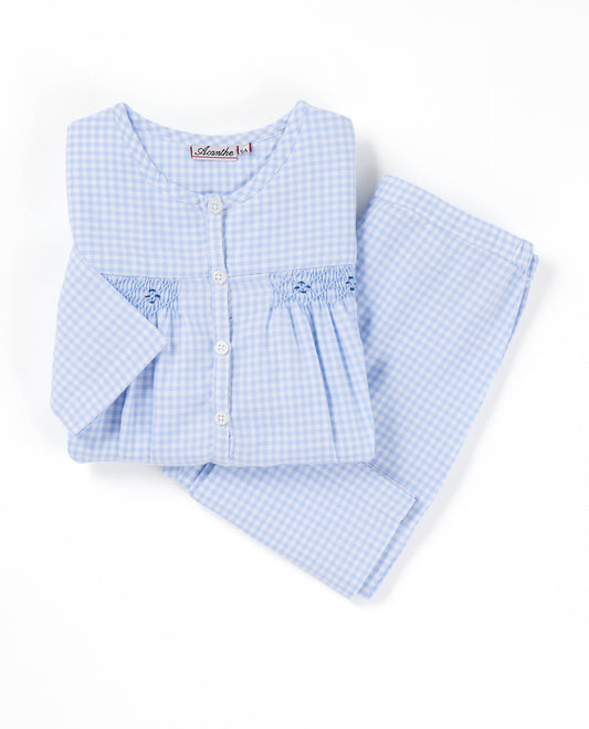 pyjama ml smocké JF Vichy ciel