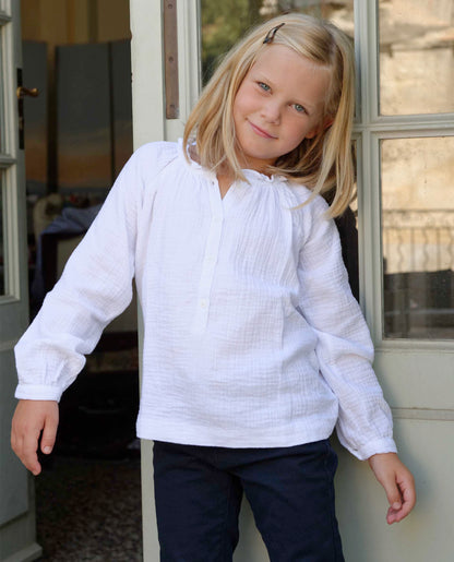 blouse gaze de coton Blanc