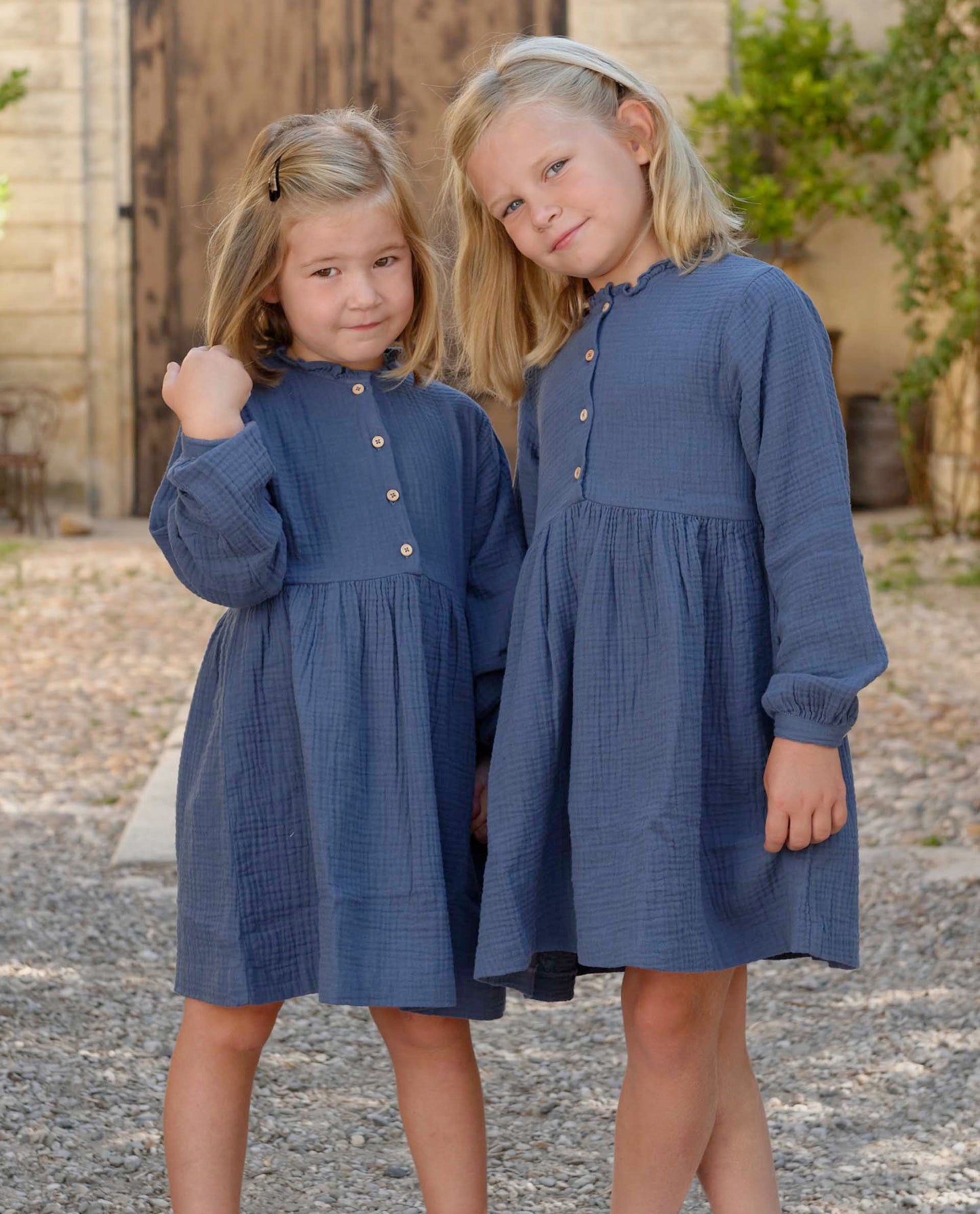 robe boutons gaze de coton JF Bleu