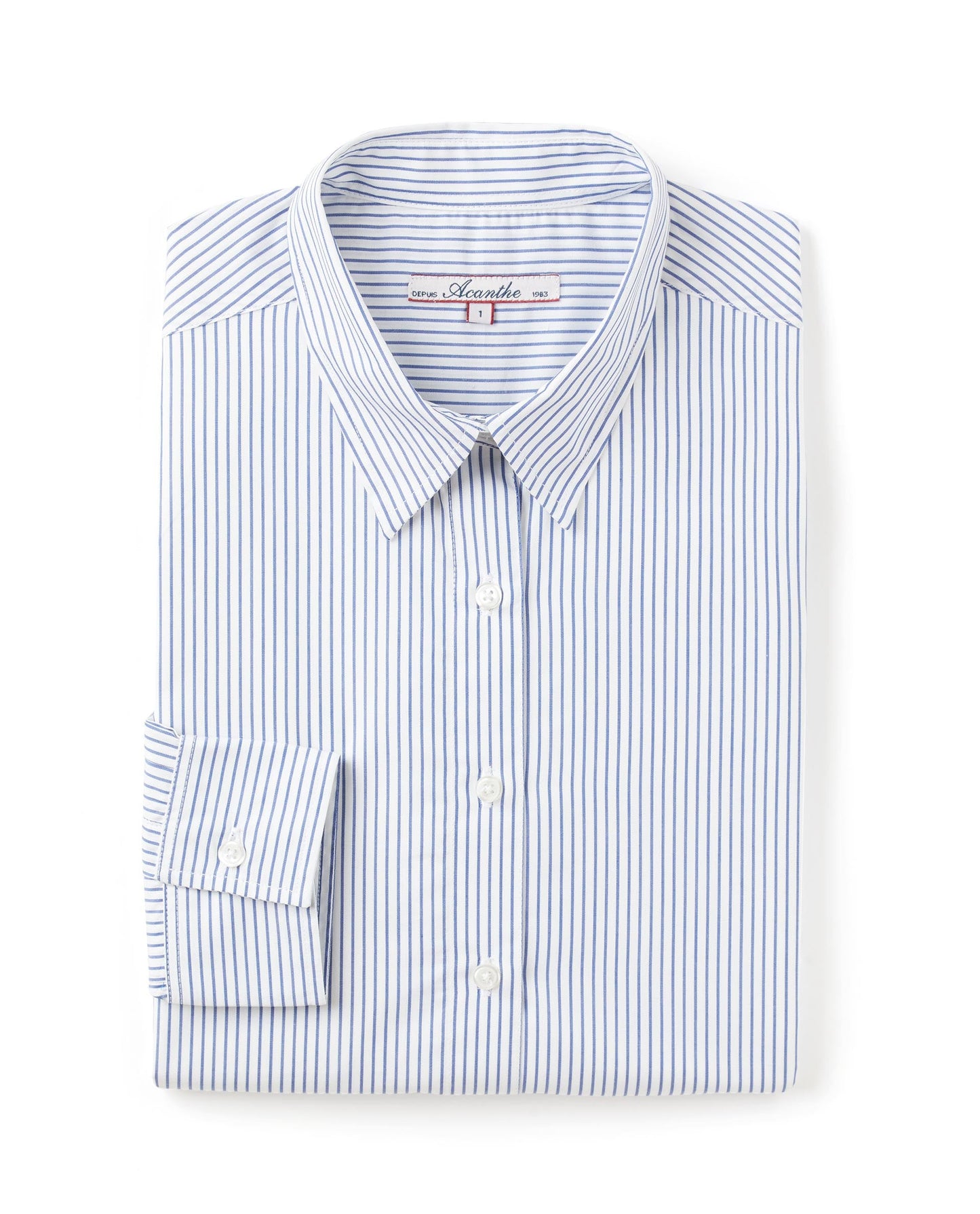 chemisier classique pli rond rayé marine