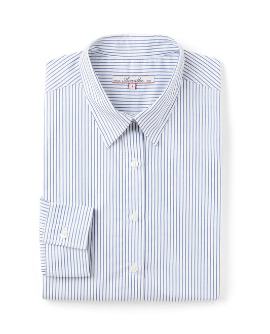 chemisier classique pli rond rayé marine