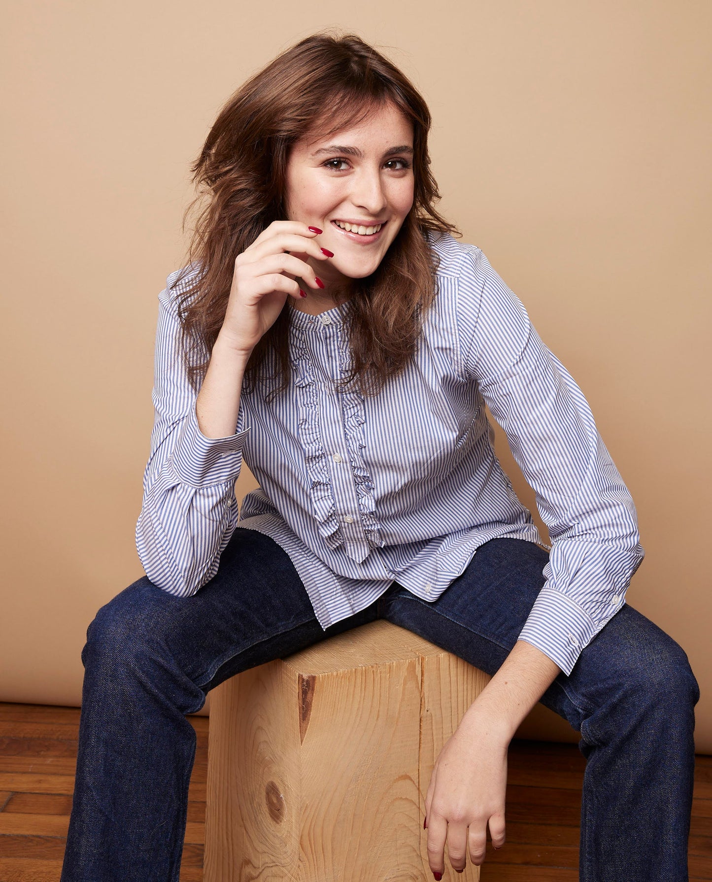 chemisier rdc et volant rayé bleu