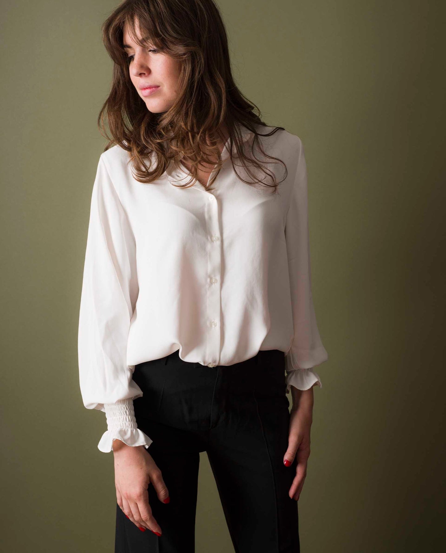 blouse poignets smockés Ecru