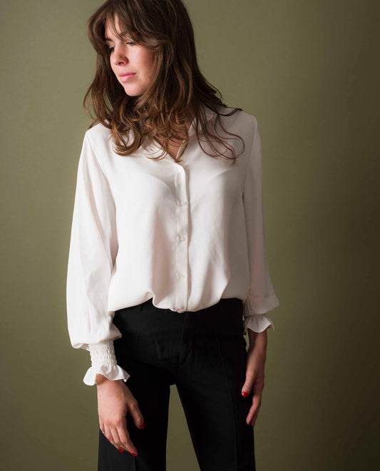 blouse poignets smockés Ecru