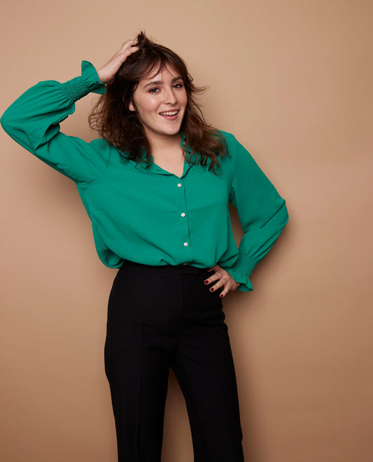 blouse poignets smockés Vert