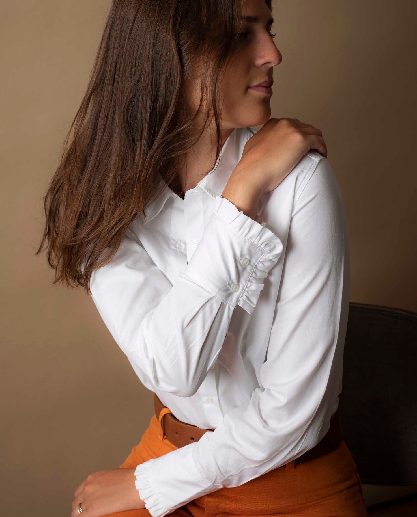 chemisier poignet volant Blanc
