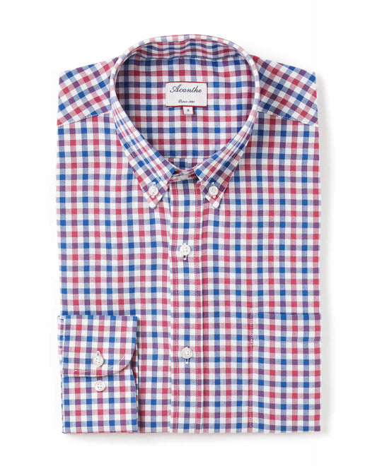 chemise CB regular vichy bleu/rouge