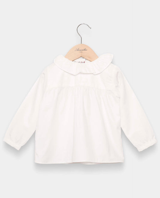 blouse col volanté ml Blanc
