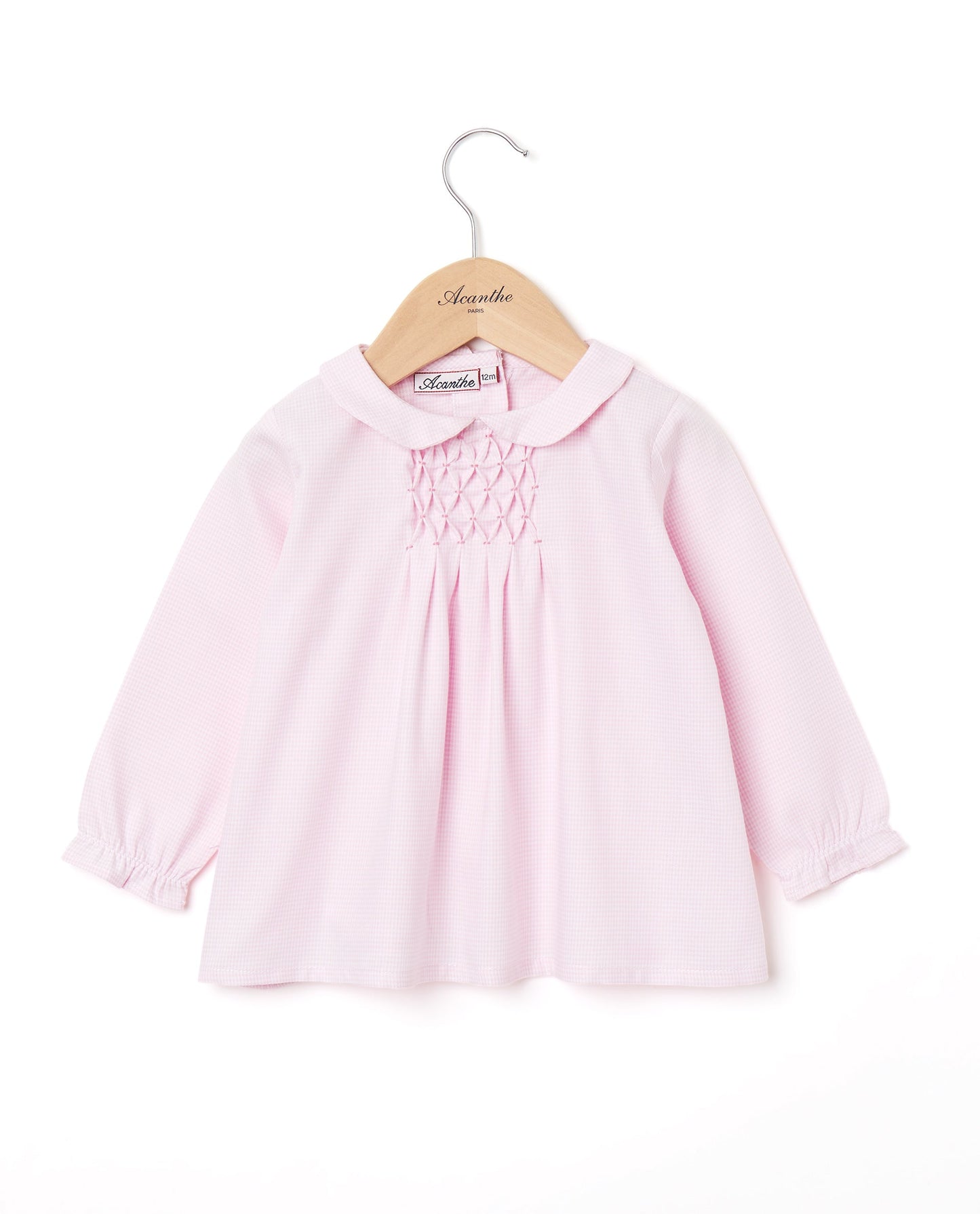 guimpe flanelle ml pied de poule rose