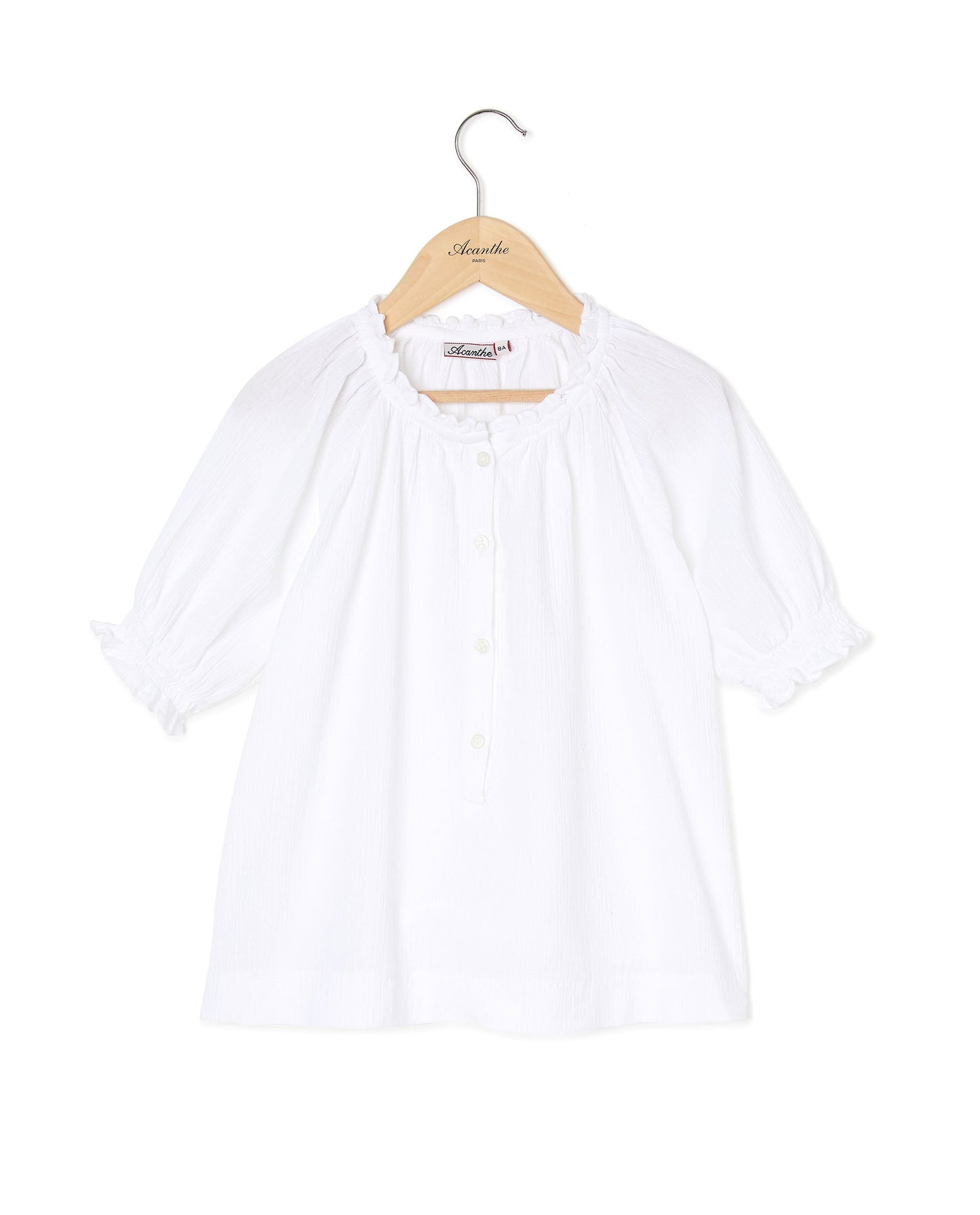 blouse crépon manches bouffantes blanc