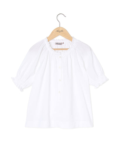 blouse crépon manches bouffantes blanc