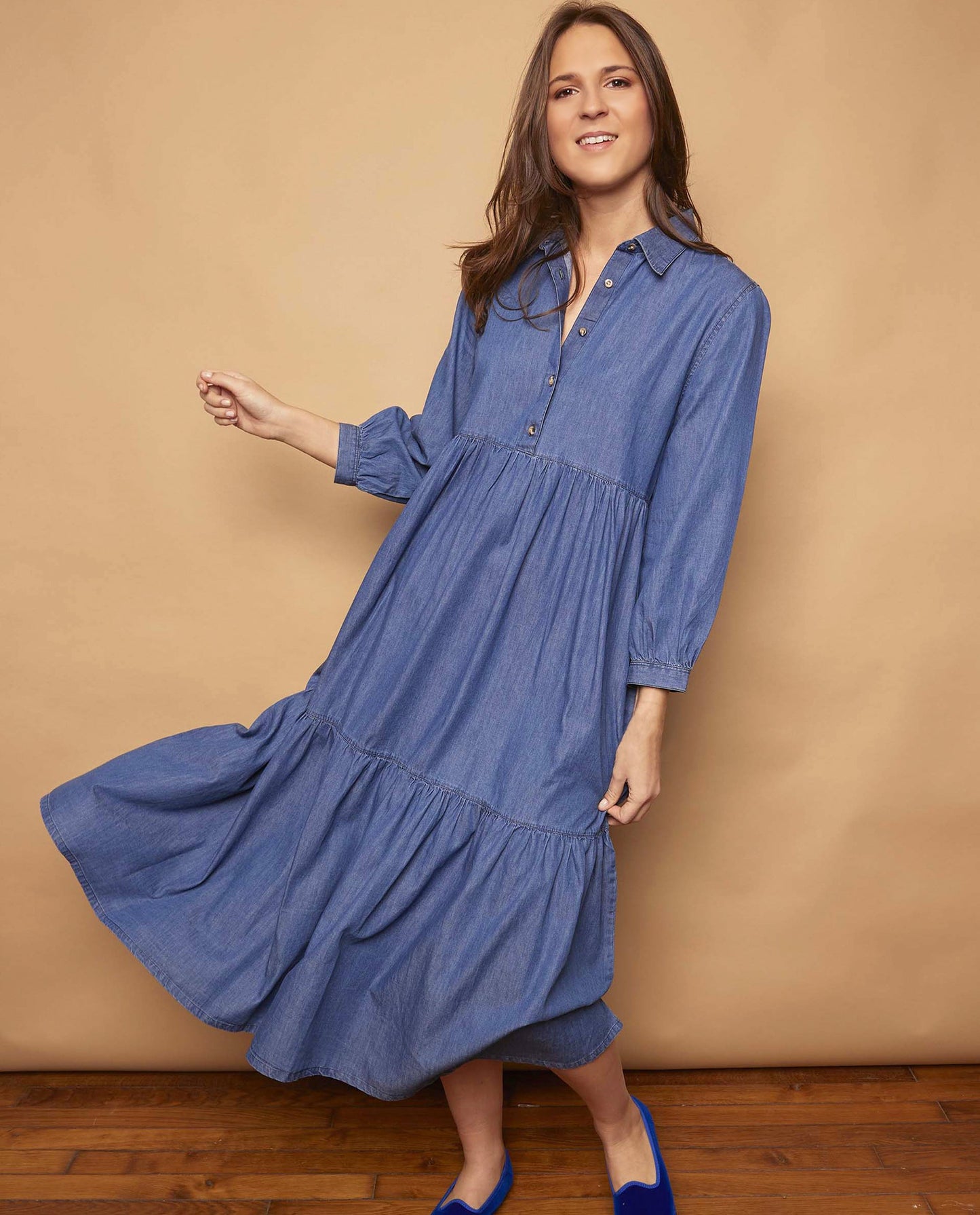 robe longue volant denim Fe