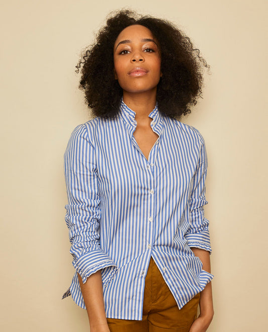 chemisier col et poignets à volants Fe