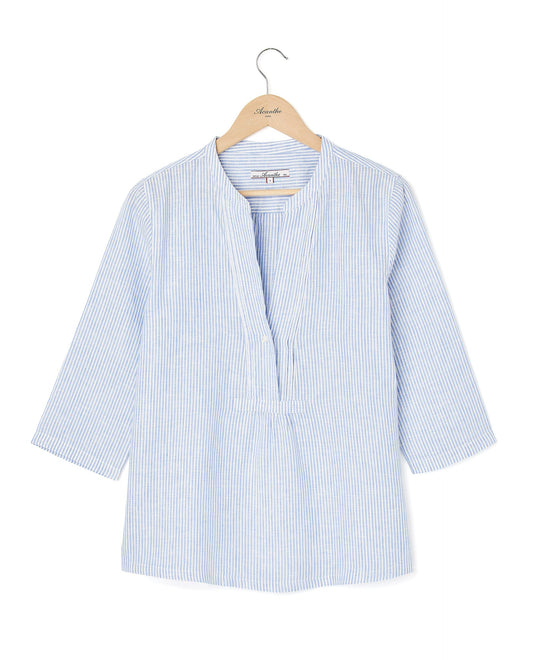 blouse encolure V croisée lin Fe