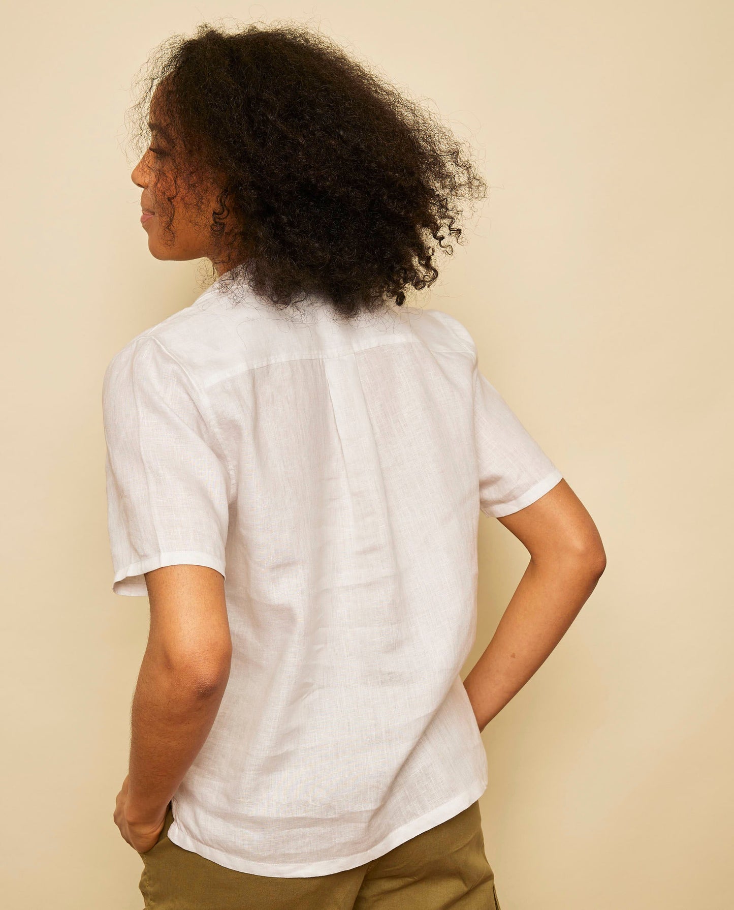 blouse col ouvert mc lin Fe