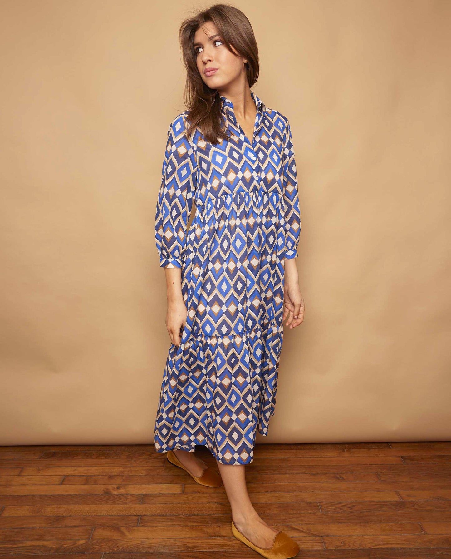 robe longue volant voile de coton Fe