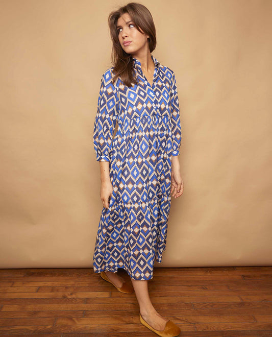 robe longue volant voile de coton Fe