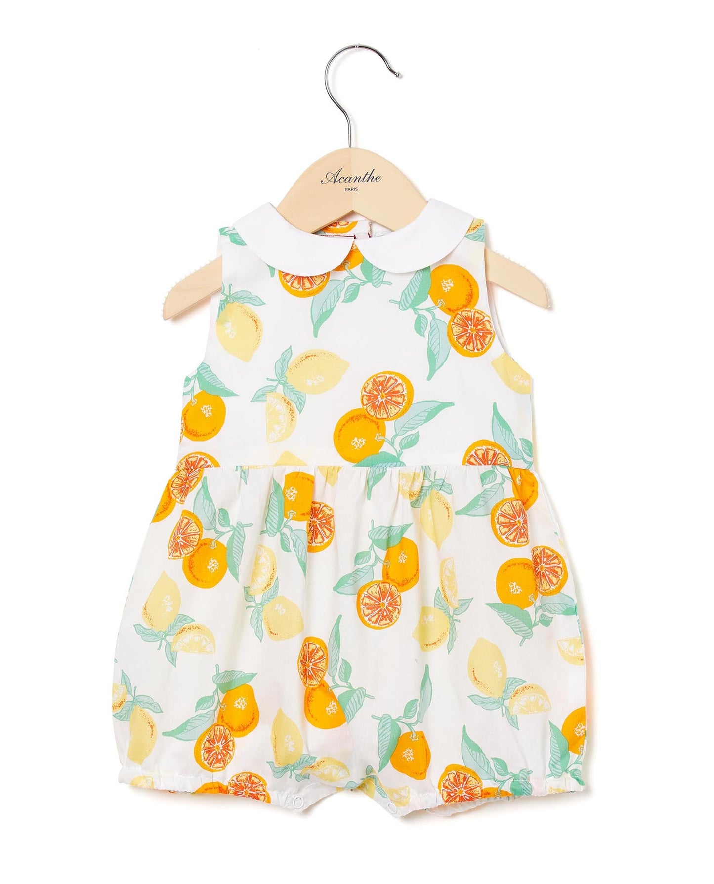 barboteuse col rond sans manches imprimé agrumes