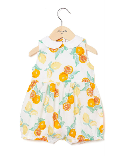 barboteuse col rond sans manches imprimé agrumes