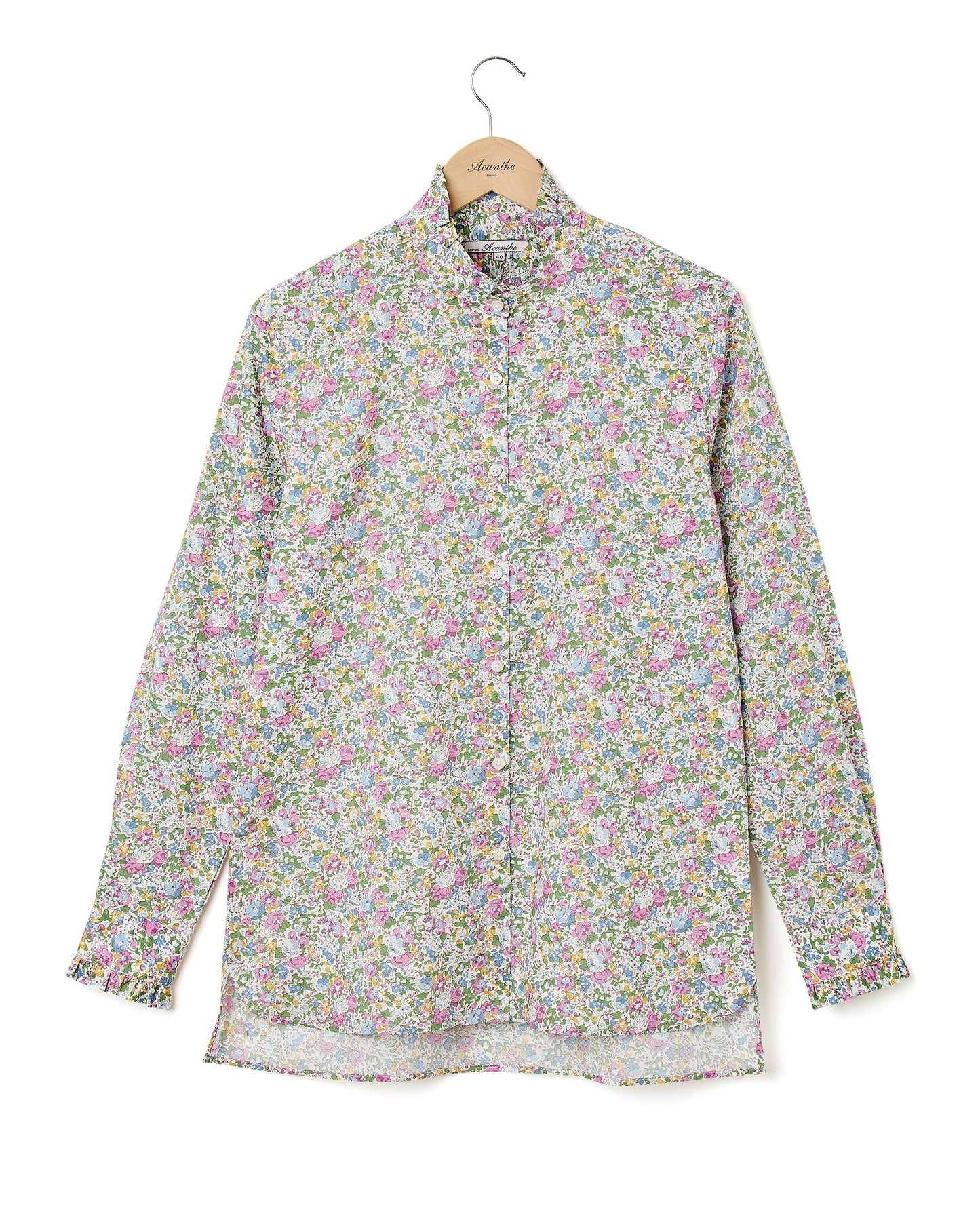 chemisier col et poignets à volants Fe