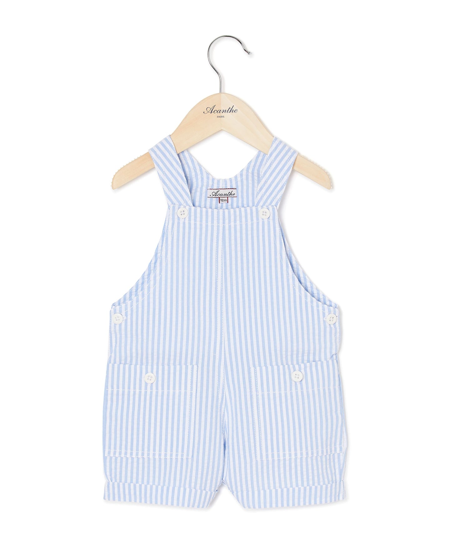 salopette courte seersucker ciel