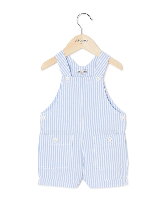 salopette courte seersucker ciel