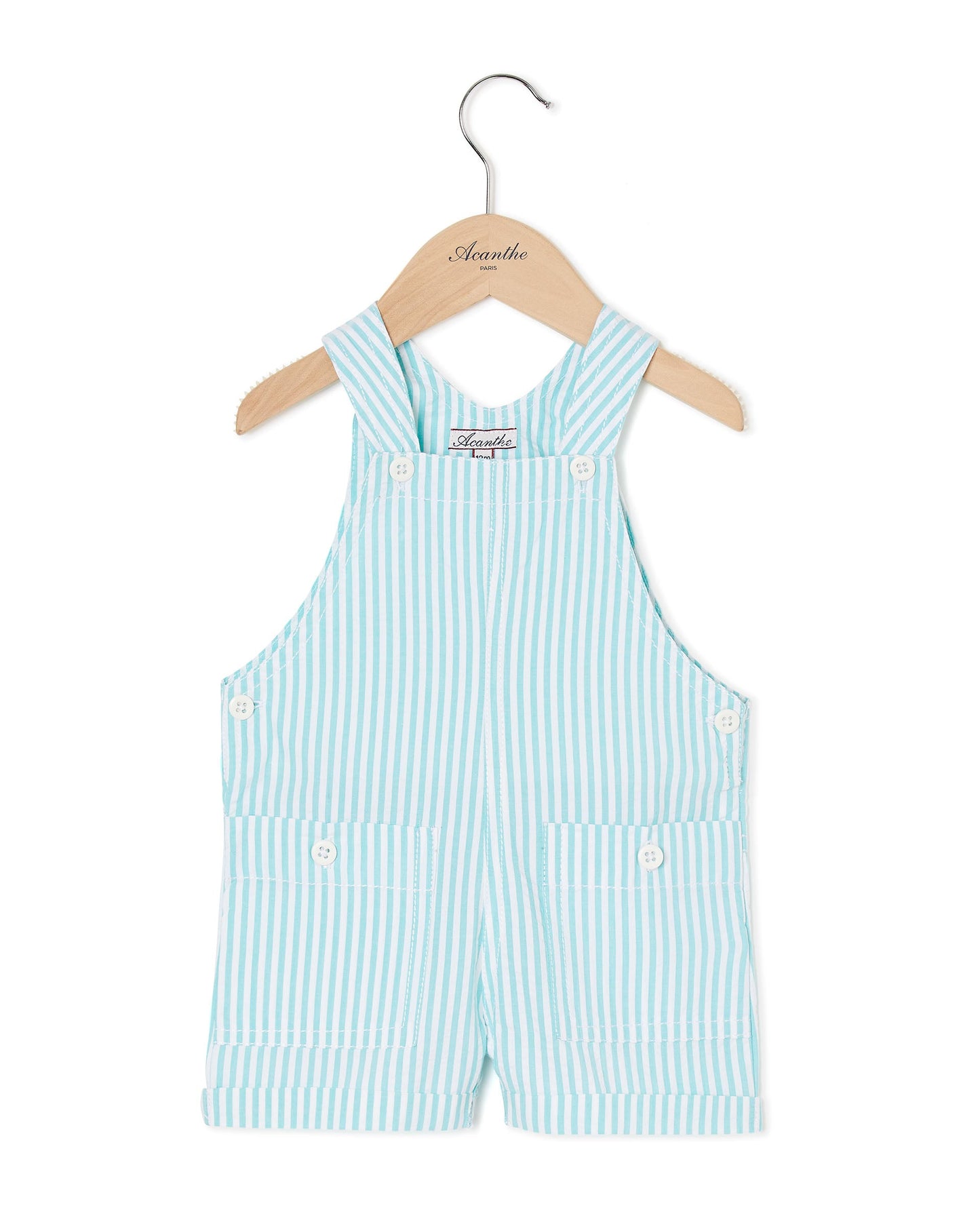 salopette courte seersucker vert