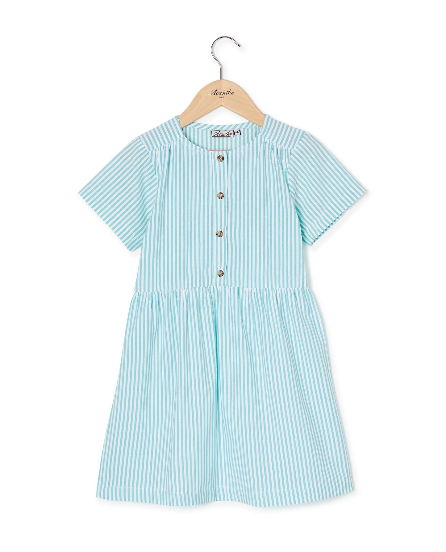 robe boutons devant seersucker vert