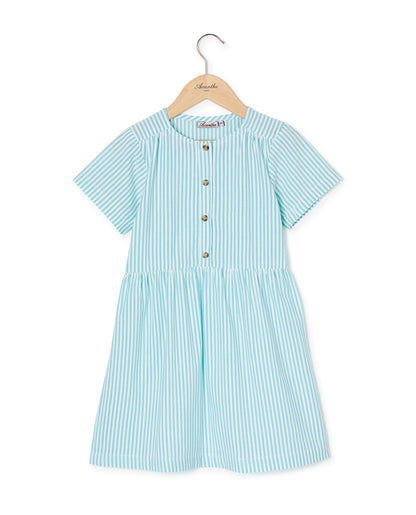 robe boutons devant seersucker vert