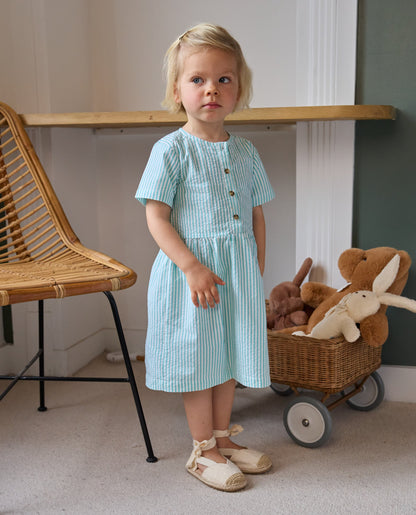 robe boutons devant seersucker vert