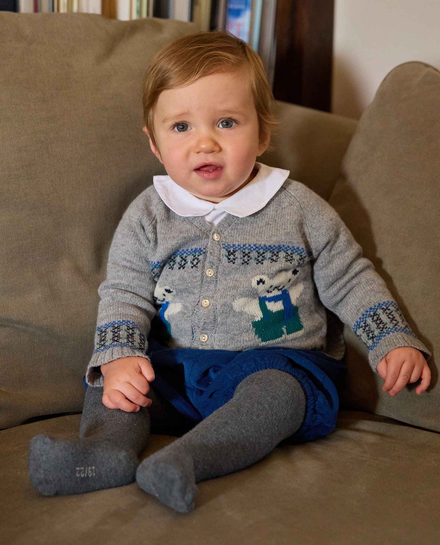 cardigan V jacquard 100 lwl Gris