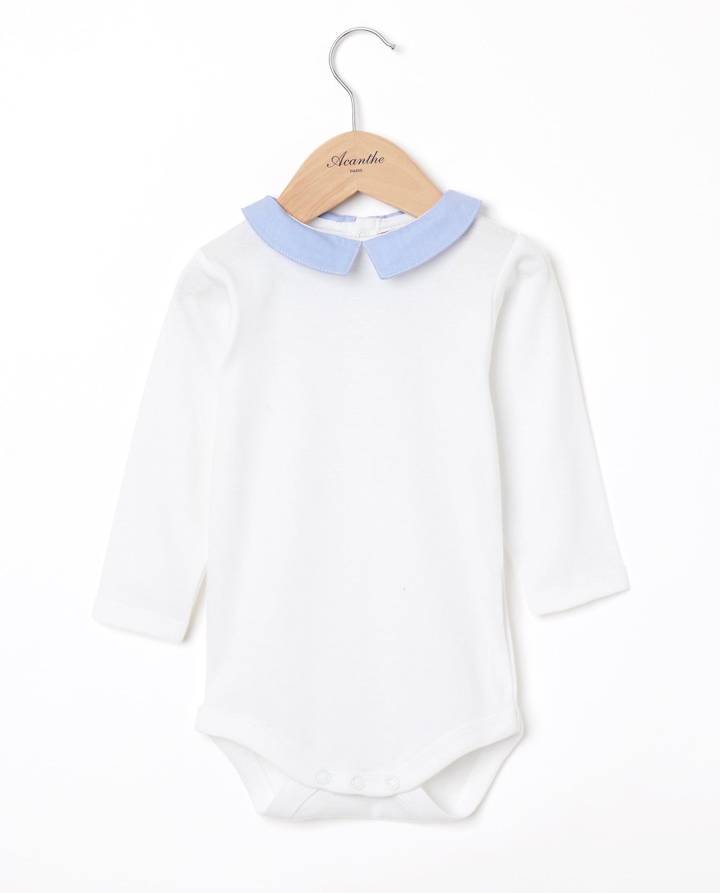 body col carré ml blanc/fil à  fil ciel