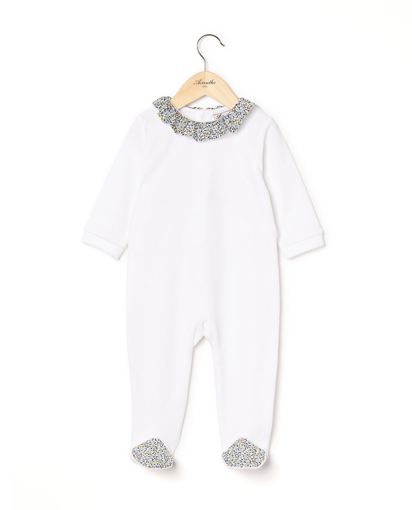 dors bien velours col volanté Liberty blanc/Liberty Floriana