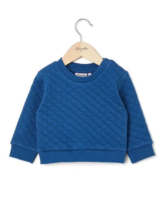 sweat col rond molletonné Bleu