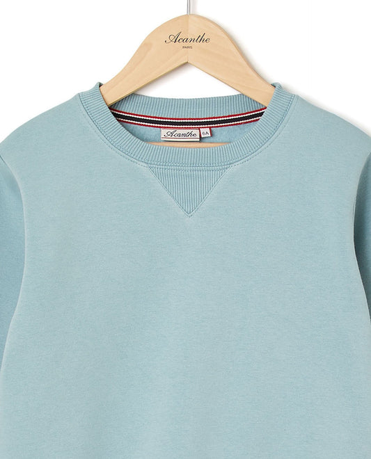 sweat col rond bleu vert