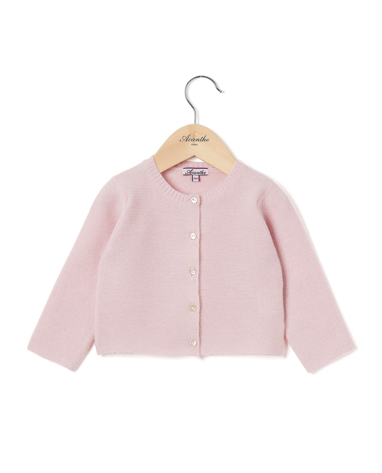 cardigan col rond Naissance 90 laine-10 cachemire Rose pà¢le