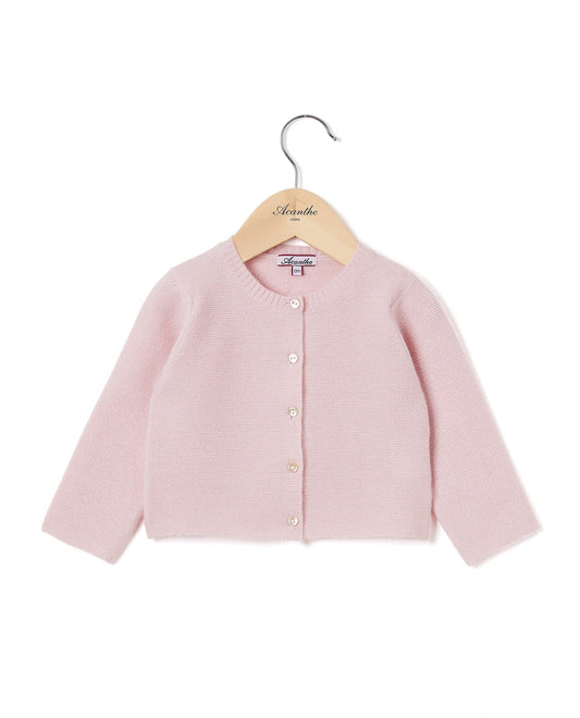 cardigan col rond Naissance 90 laine-10 cachemire Rose pà¢le