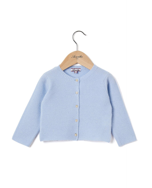 cardigan col rond Naissance 90 laine-10 cachemire Ciel