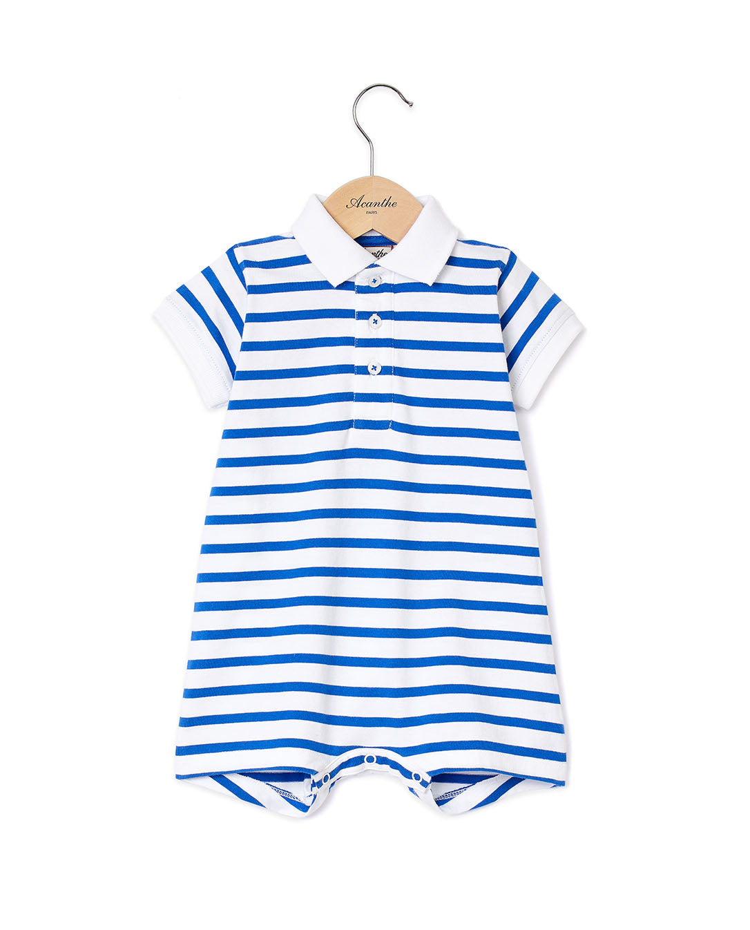 Combinaison rayée bleu/blanc col polo