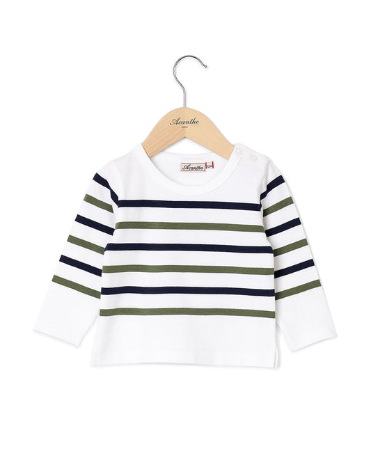 Marinière rayée blanc/marine/kaki