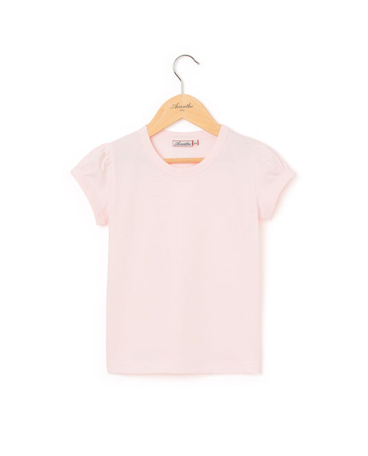 T-shirt col rond rose pâle