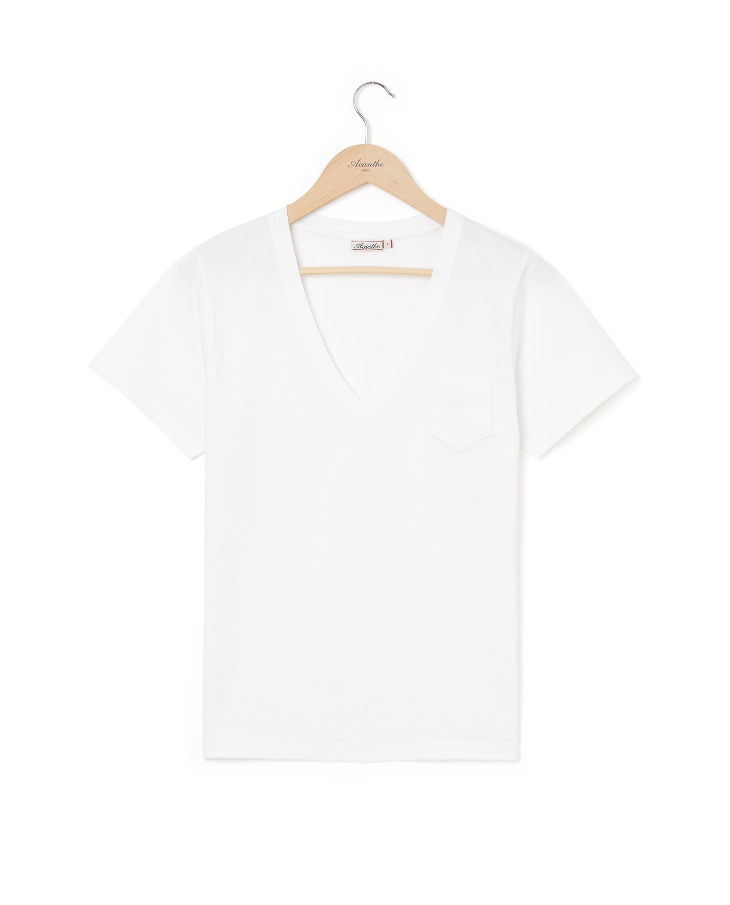 Tee shirt col V coton blanc