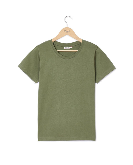 Tee shirt col rond coton kaki