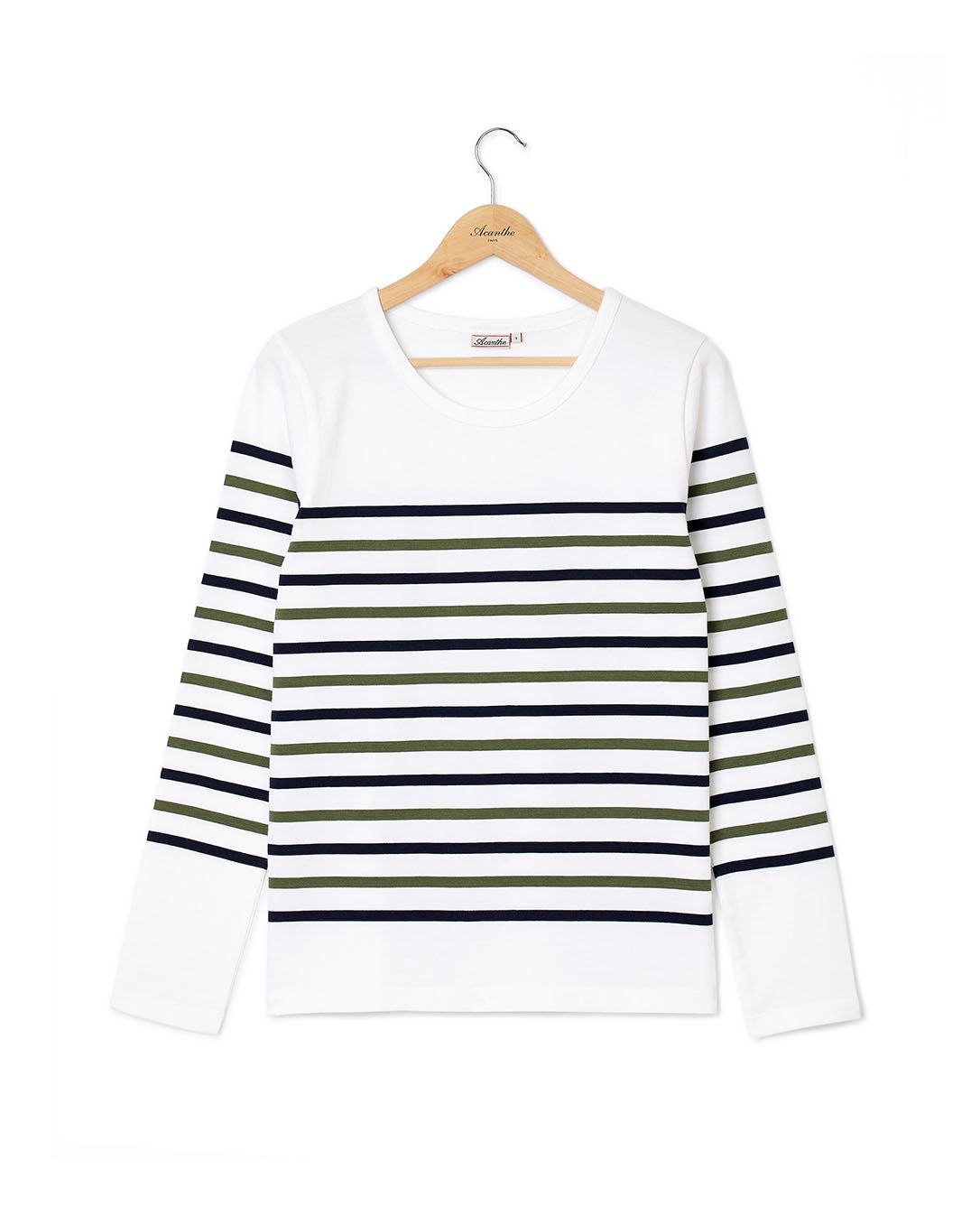 Marinière rayée blanc/marine/kaki