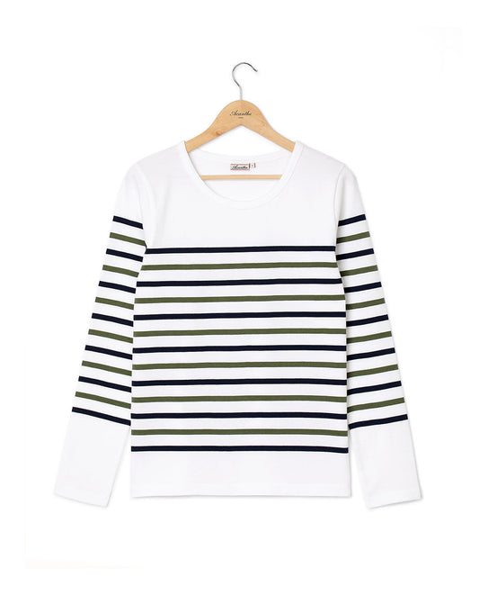 Marinière rayée blanc/marine/kaki