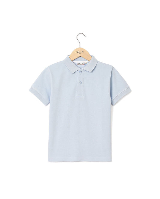 Polo piqué manches courtes ciel