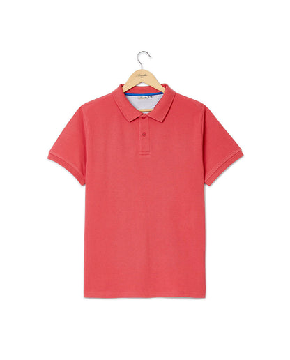 Polo piqué manches courtes framboise